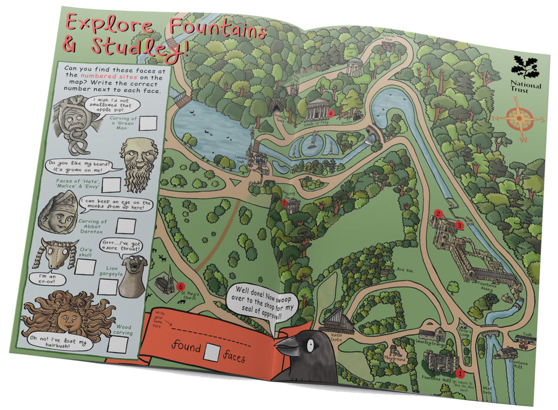 Fountains Abbey children's illustrated map trail by Emma Metcalfe