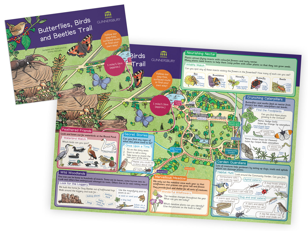 National Trust Kedleston Hall children's illustrated tree trail leaflet map by Emma Metcalfe