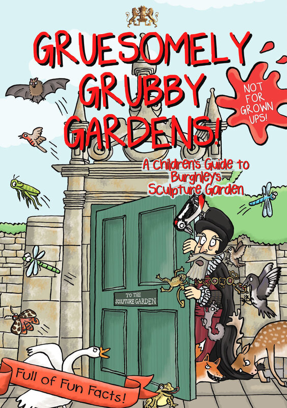 Front cover illustration from Gruesomely Grubby Gardens illustrated children's guidebook by Emma Metcalfe