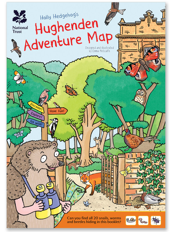 Holly Hedgehog's Hughenden Adventure Map children's illustrated trail front cover by Emma Metcalfe