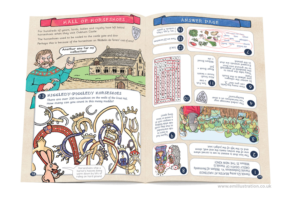 Oakham Castle children's activity book horseshoe activity by Emma Metcalfe